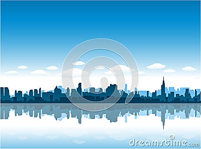 NEW YORK CITY SKYLINE REFLECT ON WATER (click image to zoom)