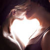 Couple of lover kissing. Part of body make shape of heart. Stock Photo