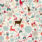 Vintage Christmas reindeer seamless pattern