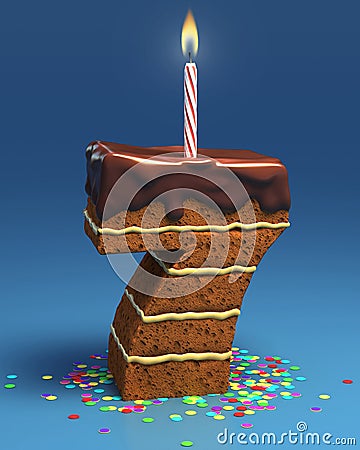 Fancy Birthday Cakes on Number Seven Shaped Birthday Cake Royalty Free Stock Image   Image