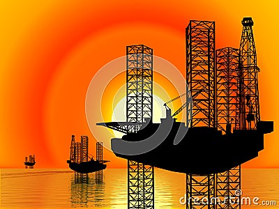 oil well drilling. OFFSHORE DRILLING RIG-OIL WELL