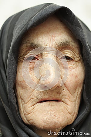 portrait woman face. Very old woman face closeup