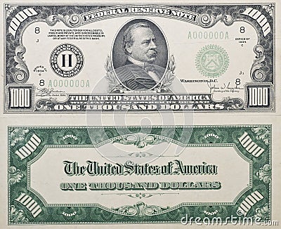 ONE THOUSAND DOLLAR BILL (click image to zoom)