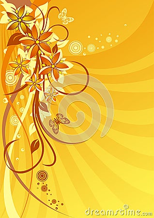 ORANGE FLOWERS ON A SOLAR BACKGROUND (click image to zoom)