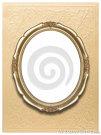 golden wallpaper. Stock Images: Oval frame on golden wallpaper