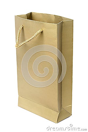 blank paper bag. Yellow paper bag isolate don