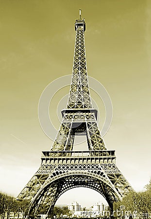 France Eiffel Tower Picture on Stock Images  Paris Eiffel Tower In France Sepia Tone  Image  15934679