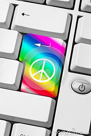 Free Love Picture Messages on Keyboard With Peace And Love Symbol On Rainbow Background   Web
