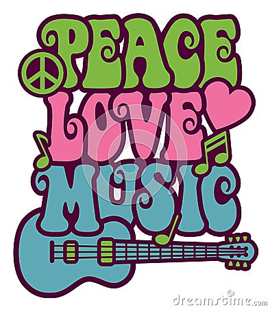 Architectural Design Technology on Retro Style Design Of Peace  Love And Music With Peace Symbol  Heart