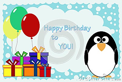 penguin birthday card bluelela dreamstime com id 181431