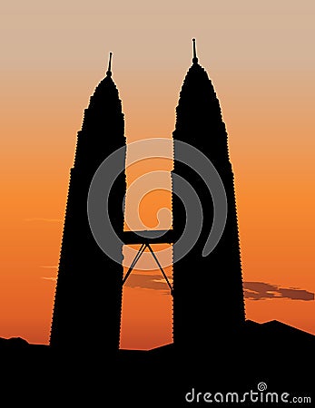 new york skyline at night twin towers. grey, New