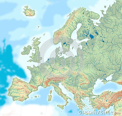 Europe  Vector Free on Physical Map Of Europe Royalty Free Stock Images   Image  13394739