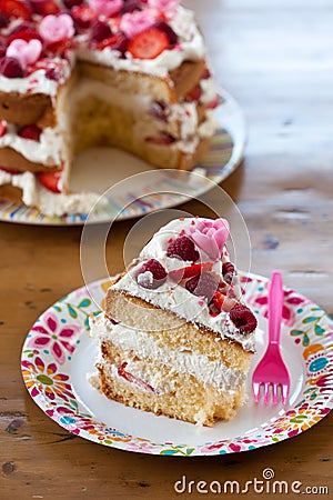 Strawberry Birthday Cake on Piece Of Birthday Cake Royalty Free Stock Photos   Image  23416228