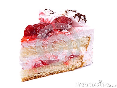 Strawberry Birthday Cake on Piece Of Cake Stock Images   Image  11014404