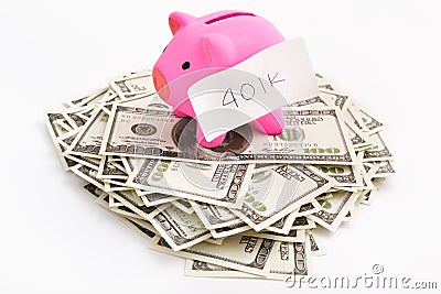 Piggy Bank 401K And Dollar Stock Image - Ima