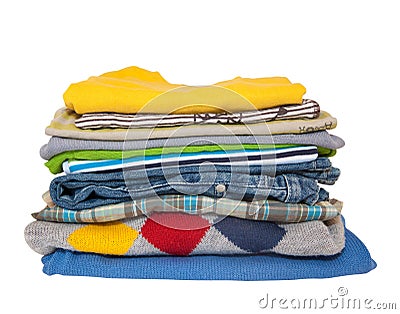 Boys Fashion Jeans on Pile Of Boys Clothes Isolated On White Background  Click Image To