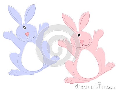 clipart easter bunnies. PINK AND BLUE EASTER BUNNIES