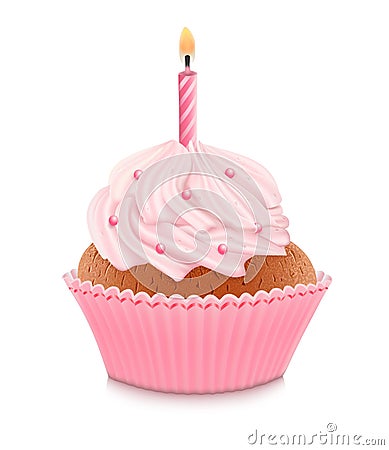 Clip  Birthday Cake on Pink Birthday Cupcake Stock Images   Image  17947214