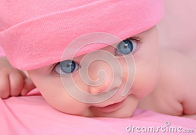 Baby Girl Pictures on Stock Images  Pink Little Baby Girl With Big Eyes  Image  18100969