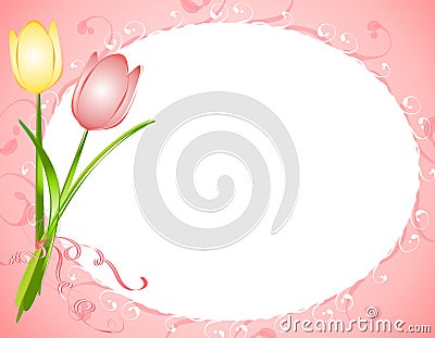 International Flower on Background Illustration Featuring A Couple Of Spring Tulips Set