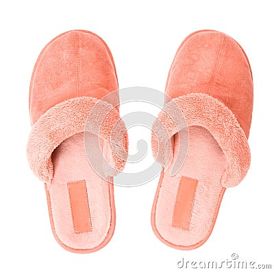 Pink slippers top view