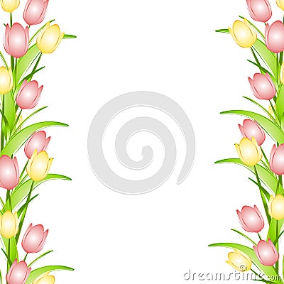 Free Flower Picture on Pink Yellow Spring Tulips Flower Border Royalty Free Stock Photography