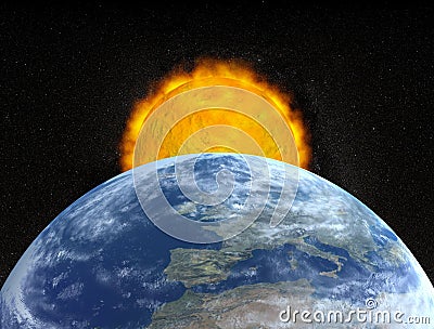 Planet Earth And Sun Royalty Free Stock Images