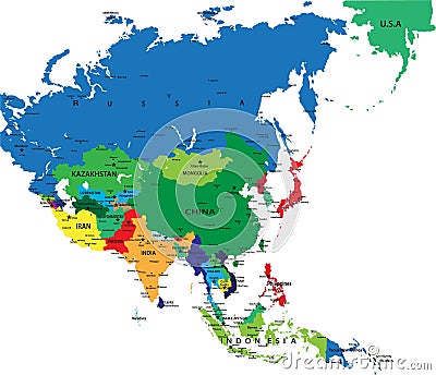 Free political map of asia