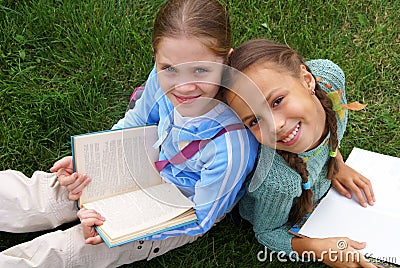 School Girls on Home   Royalty Free Stock Images  Preteen School Girls Reading Books