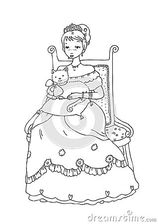  Pictures Color on Princess With Cat Coloring Page Stock Photos   Image  9549023