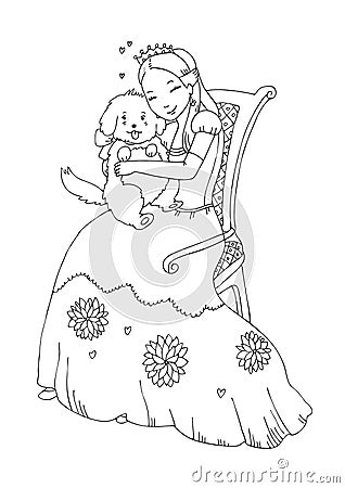 Advanced Coloring Pages on Princess With Dog Coloring Page Royalty Free Stock Photo   Image