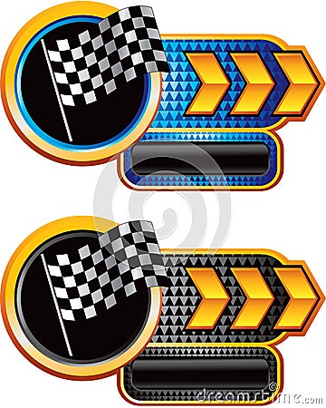 Auto Racing Flags  Banners on Stock Image  Racing Flag On Gold Arrow Nameplate Banners  Image