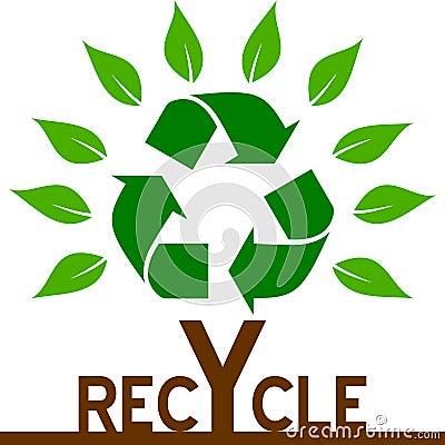 Architectural Design Concept on Abstract Recycle Concept With A Tree Shaped Recycle Symbol On White