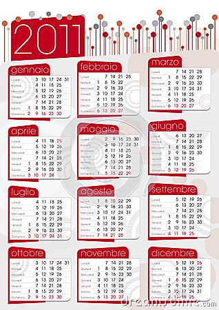 2011 calendar red. Royalty Free Stock Images: Red 2011 poster calendar