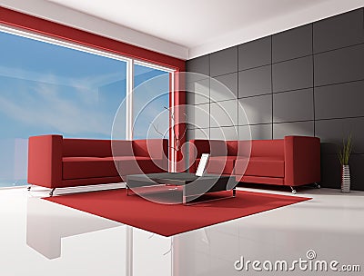   White Room on Home   Stock Image  Red Brown And White Living Room