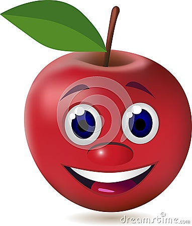 Aplle on Red Cartoon Apple Stock Photo   Image  16826720
