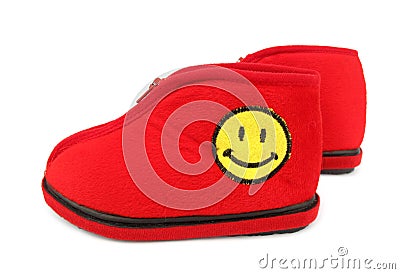 Shoes  Kids on Royalty Free Stock Images  Red Shoes For Kids With Smiley On It