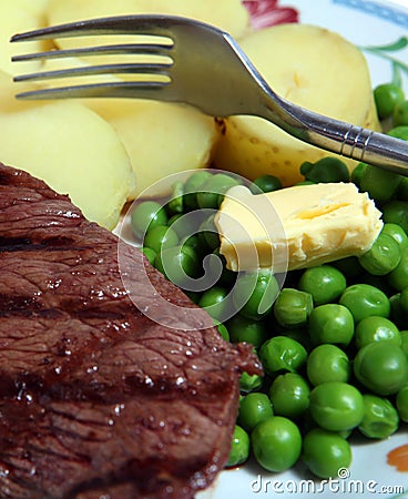steak and peas