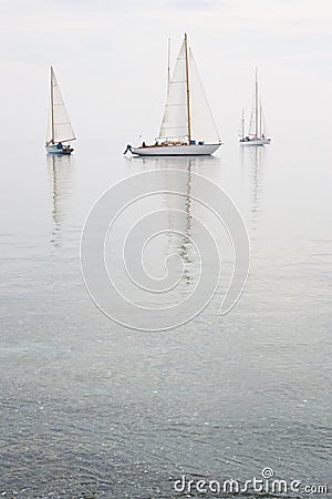 SAILBOATS CALM WATER FOG (click image to zoom)