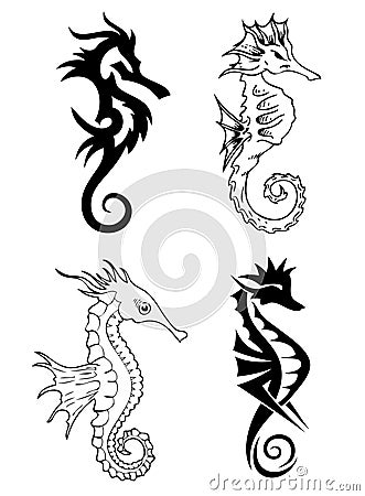 Architectural Design Technology on Unique Sea Horse Designs Isolated On White Background