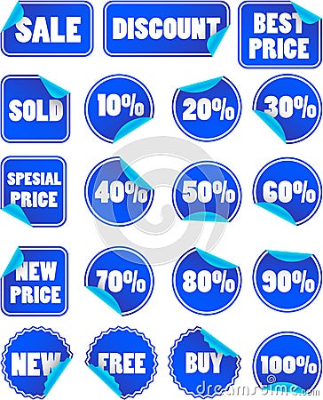 Cheap Stickers on Set Of Blue Discount Price Labels Royalty Free Stock Photo   Image