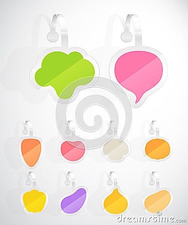 Set Of Colorful Vegetables Advertising Stickers Royalty Free Stock ...