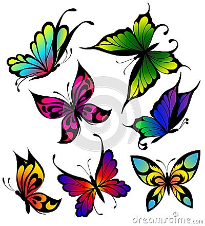 Tattoos Pictures Butterflies on Home   Stock Image  Set Of Colour Butterflies Of Tattoos