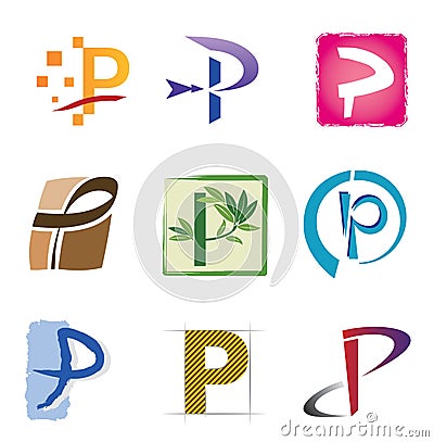 Logo Design  Alphabets on Set Of Icons And Logo Elements Letter P Stock Photo   Image  20963430
