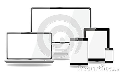 Set of mobile devices, smartphone, tablet pc, laptop