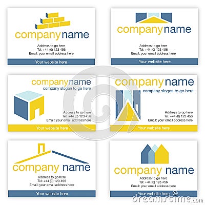 Real Estate Business Cards on Set Of Six Real Estate Or Builders Business Cards Stock Photo   Image