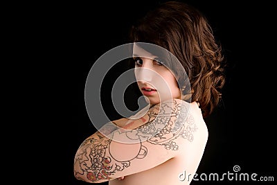 sexy girl with dragon tattoo on arm tattoo 