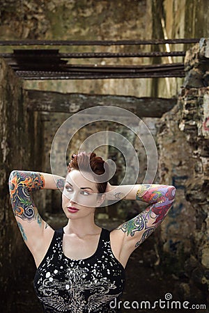 sexy tattooed women. Stock Images: Sexy tattooed woman.