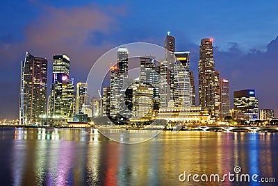 Singapore City Picture on Singapore City Evening Skyline  Click Image To Zoom