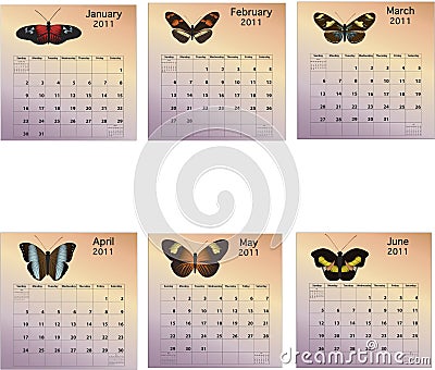 Month Calendar on Vector Illustration  Six Month Calendar   2011  Image  14291680